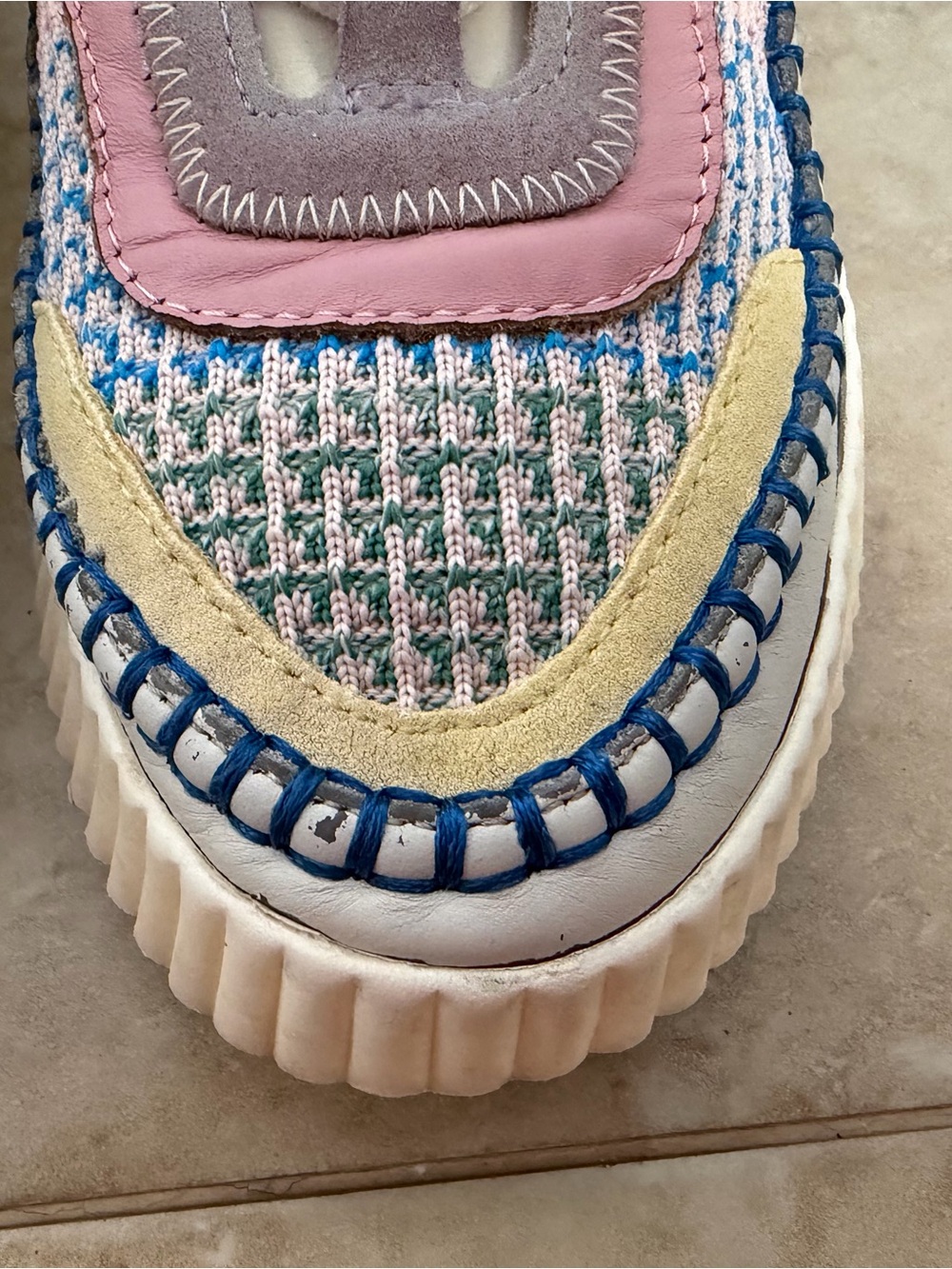Dolce Vita Dolen Funfetti Knit Platform Sneakers in Cream, Pink & Blue - Picture 4 of 8